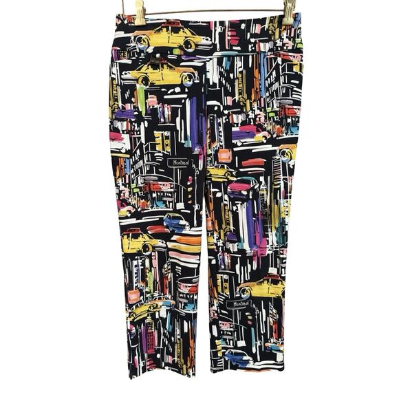 Lisette l Montreal Abstract Multicolor Capri Stretch Sz L 30” Waist, 21” Inseam - Picture 3 of 5